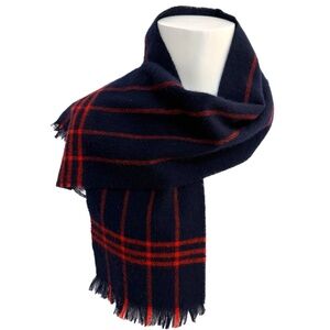 Johnstons of Elgin Wool Scarf 🇬🇧– Scotland  – Navy Red Windowpane
